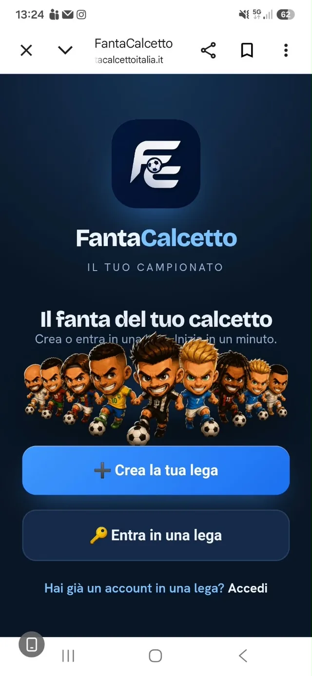 Il gioco aperto in Chrome, con il menu in alto a destra